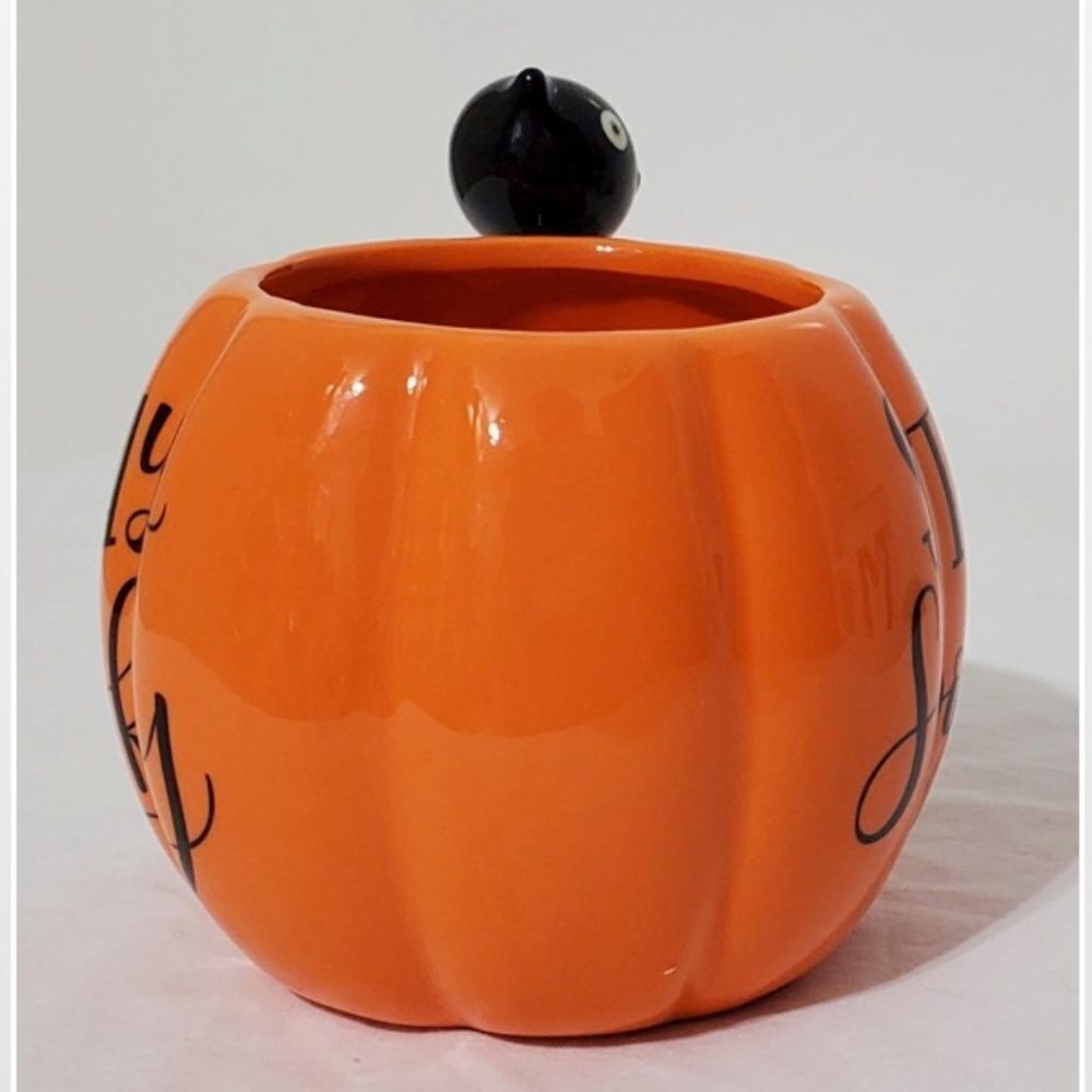 New ECCOLO Mug Coffee Orange Pumpkin Black Cat Home Halloween NWT - Picture 5 of 12